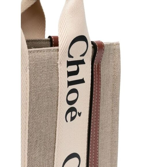 CHLOE Woody Large Tote Bag Women Beige Totes - Picture 3 of 5